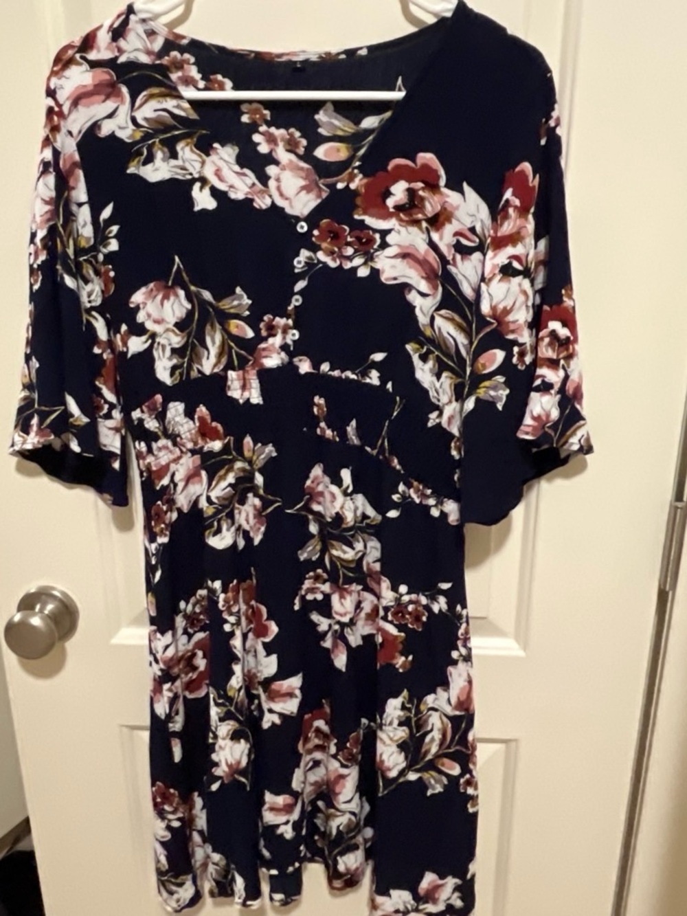 Floral Navy Short-Sleeve Women’s Dress